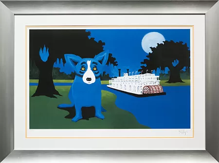 Frames with Matting picture frame option featuring Blue Dog Silver and White m in Austin